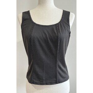 VTG Worthington Polka Dot Tank Top Womens L Black  Stretch Made in USA Y2K 90s